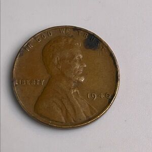 1940 Wheat Penny No Mint Mark “L” Close To Rim US One Cent